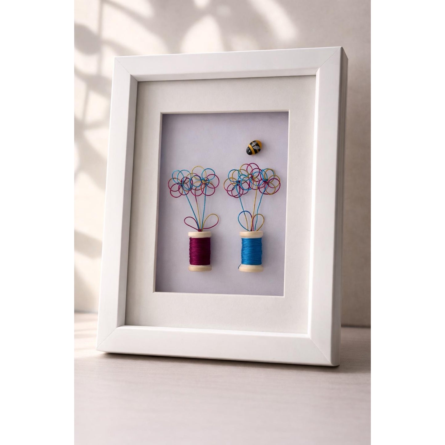 8x6" Wire Flower Bobbin Framed Picture