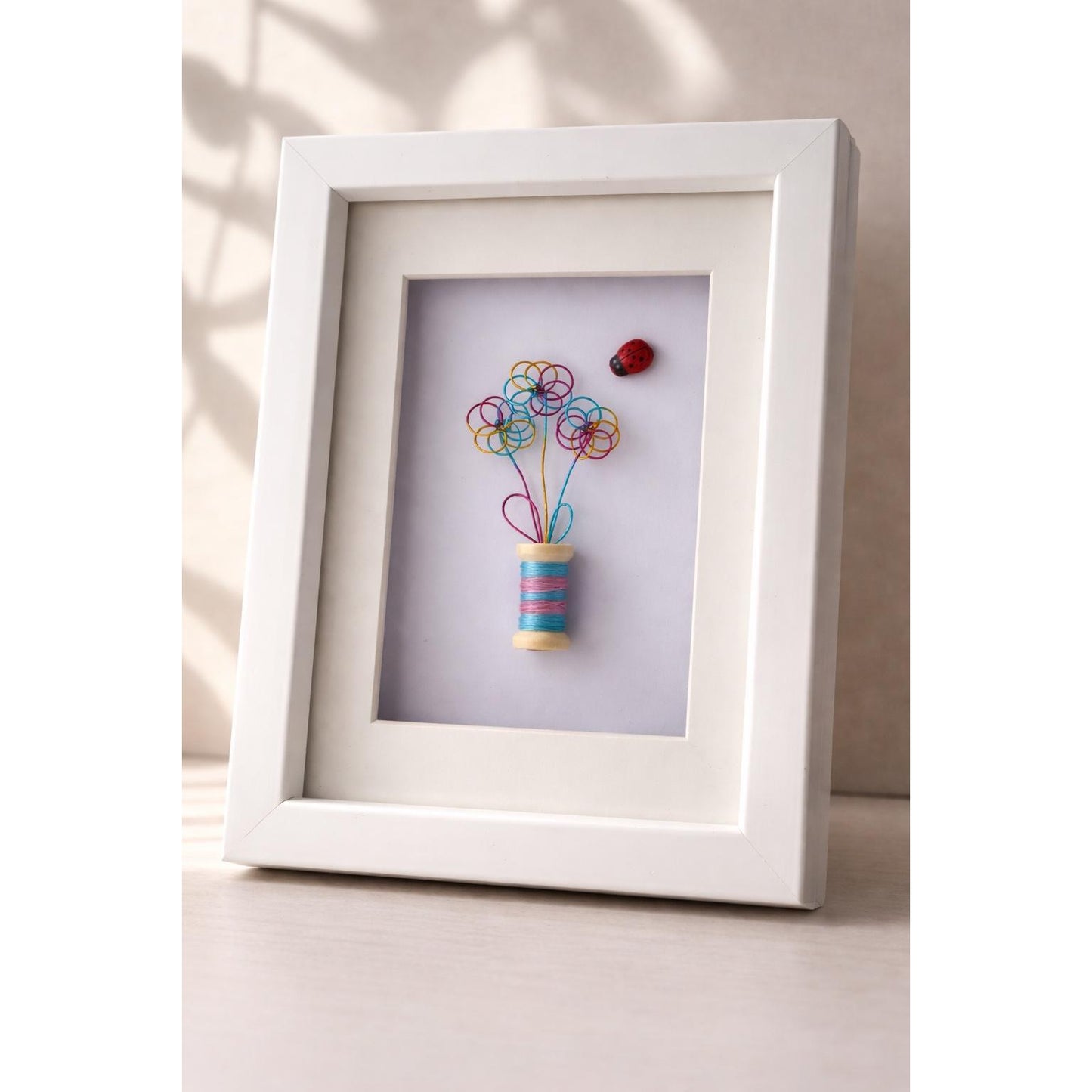 7x5' Flowers with Ladybird Framed Picture - Gigglypix