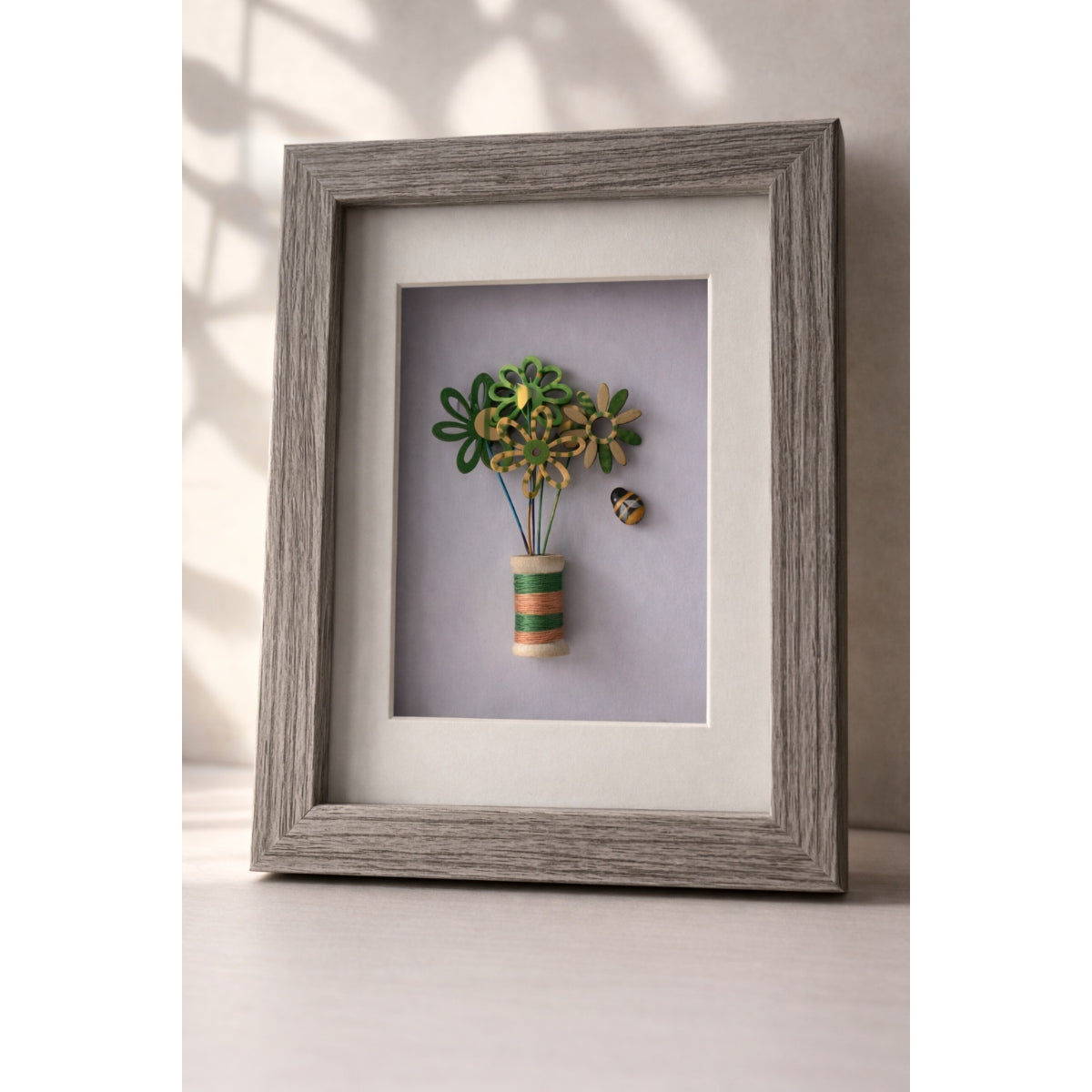 8x6" Wire Flower & Bobbin Framed Picture