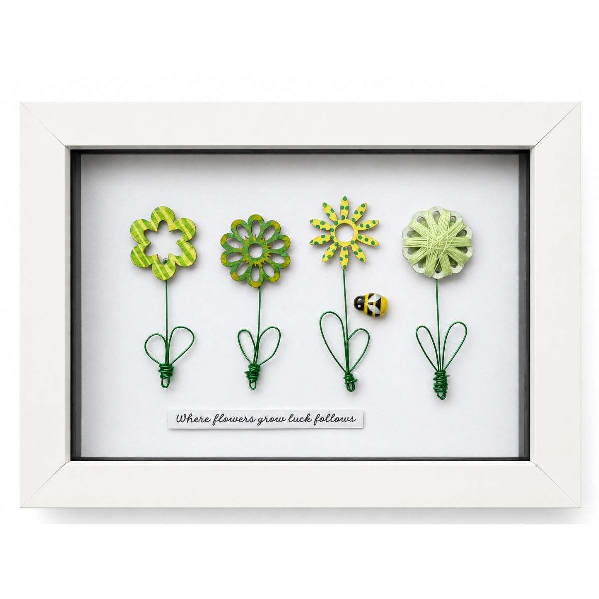 7x5" Where flowers grow luck follows Wooden Flower Framed Picture