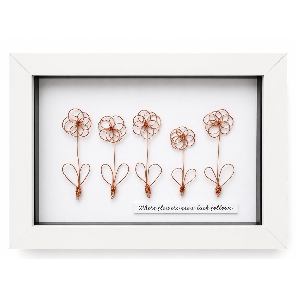 7x5" Where flowers grow luck follows Wire Flower Framed Picture - Gigglypix
