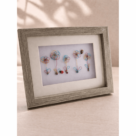 8x6" Wire Flower Garden Framed Picture - Gigglypix