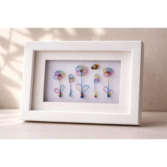 7x5" Wire Flower Garden Framed Picture. - Gigglypix