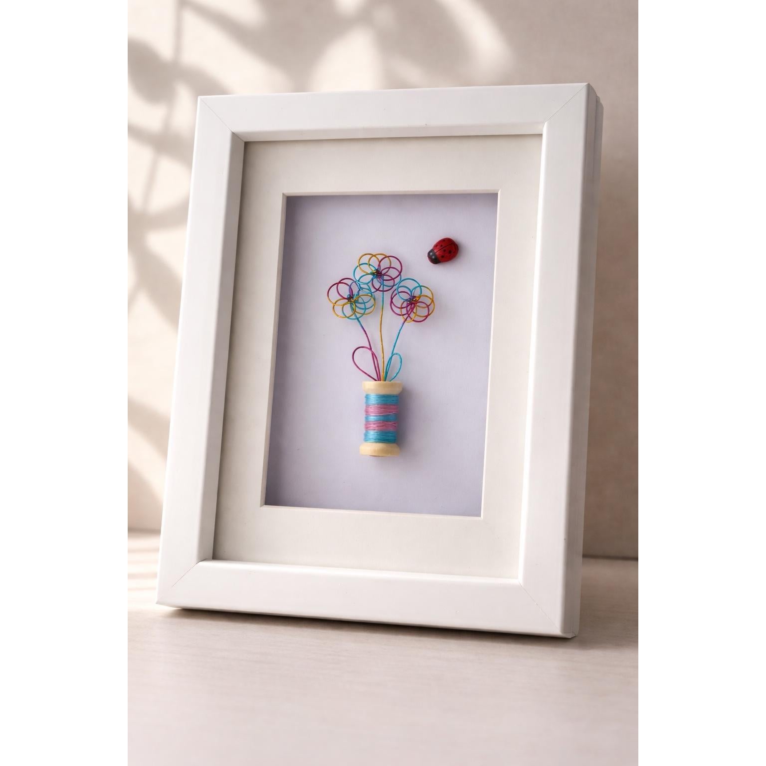 7x5' Flowers with Ladybird Framed Picture - Gigglypix