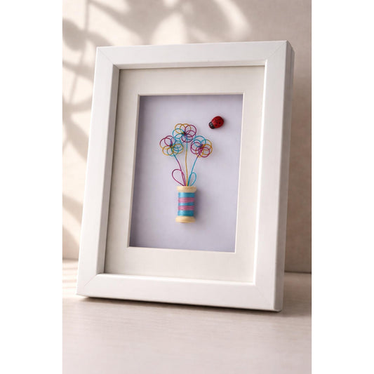 7x5' Flowers with Ladybird Framed Picture - Gigglypix
