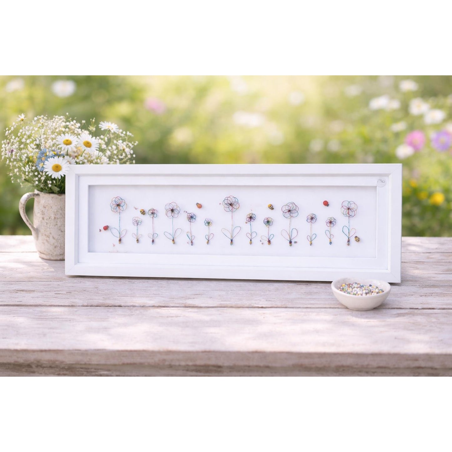 24x8' Wire Flowers Framed Picture