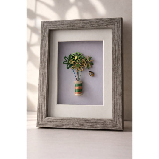 8x6" Wooden Flower & Bobbin Framed Picture - Gigglypix