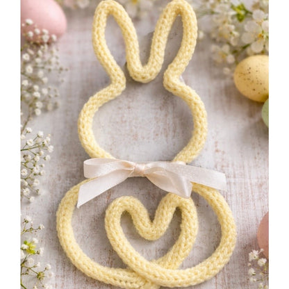 Knitted Wire Bunny with Bow - Gigglypix