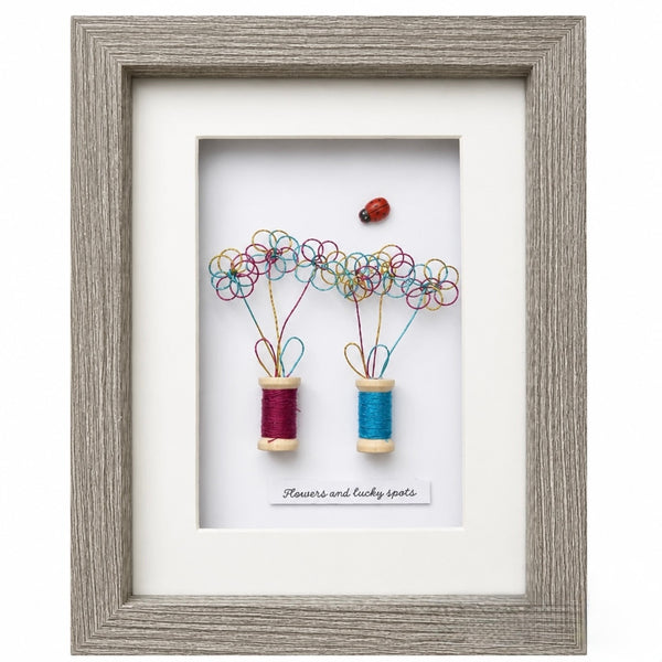 7x5" Flowers and lucky spots Framed Picture