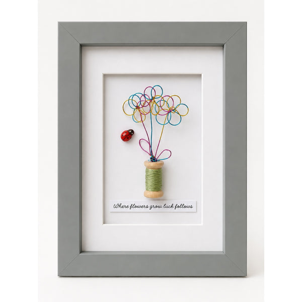7x5" Where flowers grow luck follows Framed Picture