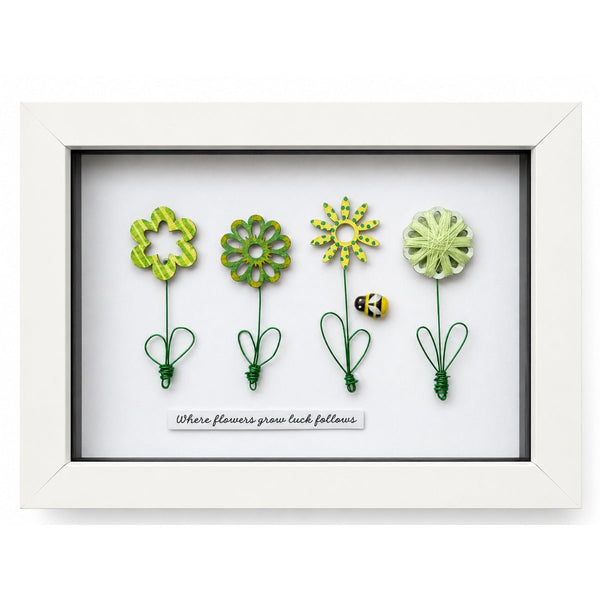 7x5" Where flowers grow luck follows Wooden Flower Framed Picture